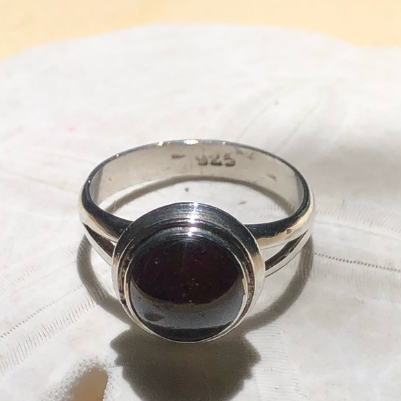 Deep Red Natural Garnet Crystal 6.75” Sterling 925 Ring - Picture 7 of 9